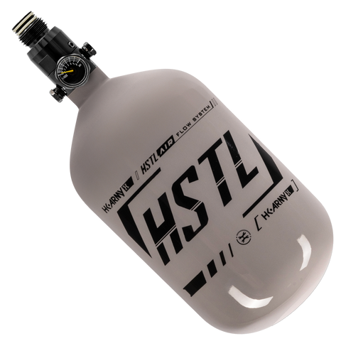 HK Army 68ci 4500psi HSTL HPA Tank - Standard Regulator - Tri Label - Gray / Black