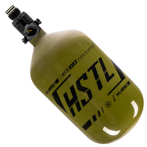 HK Army 68ci 4500psi HSTL HPA Tank - Standard Regulator - Tri Label - Olive / Black