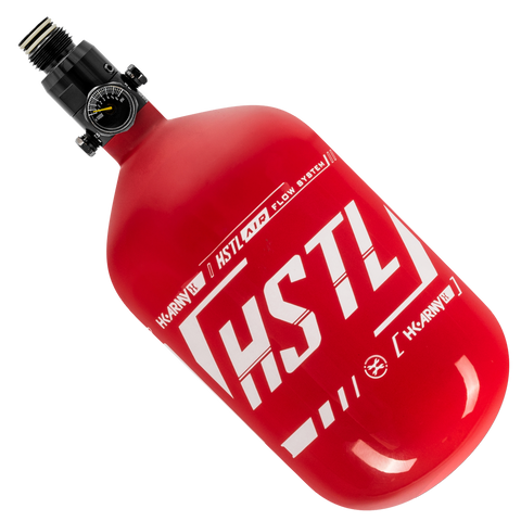 HK Army 68ci 4500psi HSTL HPA Tank - Standard Regulator - Tri Label - Red / White